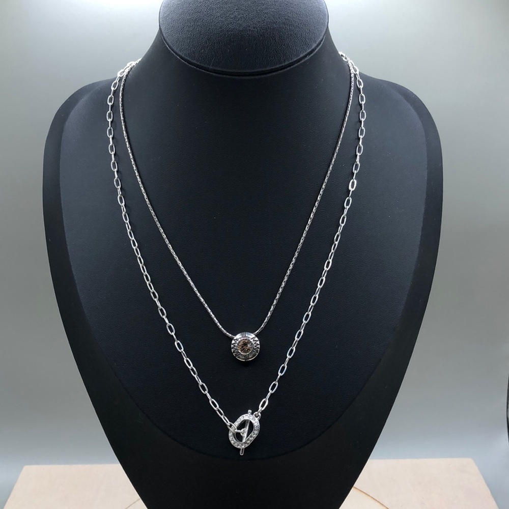 Brighton Fortino Necklace 2 sided Swarovski Crystals Free LC toggle necklace